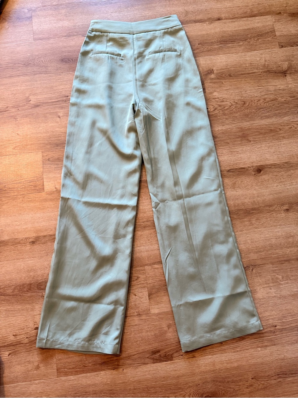JLUXLABEL Wide-Leg Dress Satin Pants in Sage